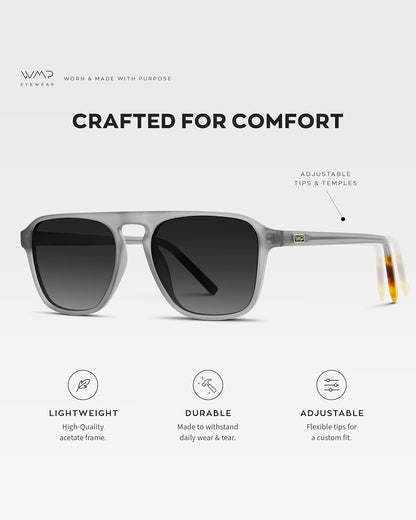 Polarized Modern Aviator One-Bridge Square Mens Sunglasses