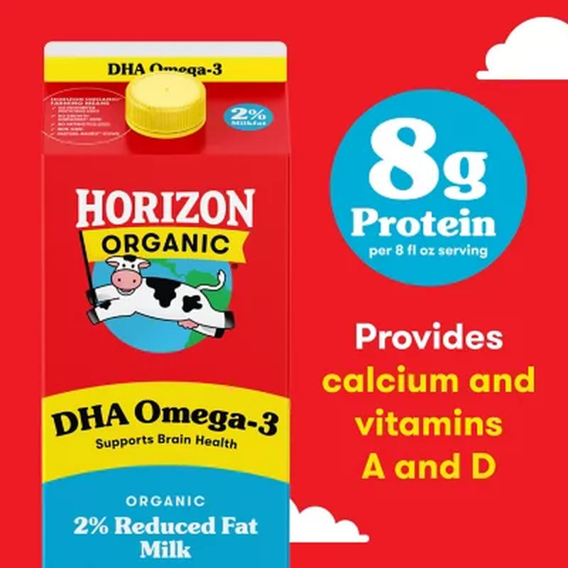 Horizon Organic 2% Reduced Fat Milk with DHA Omega-3 3 Ct.