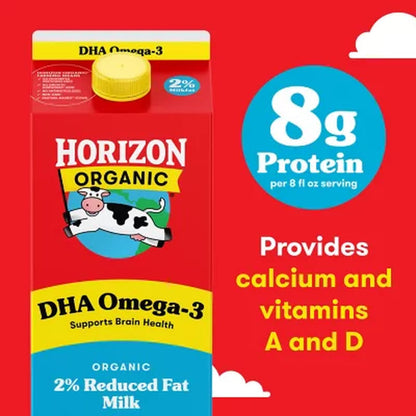 Horizon Organic 2% Reduced Fat Milk with DHA Omega-3 3 Ct.