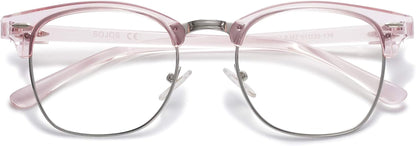 Retro Semi Rimless Blue Light Blocking Glasses Half Horn Rimmed Eyeglasses SJ5018