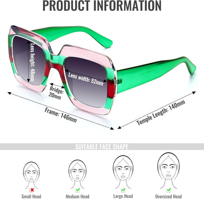 Oversized Square Sunglasses Womens Retro Shades Luxury Big Sun Glasses UV400 Protection S0178