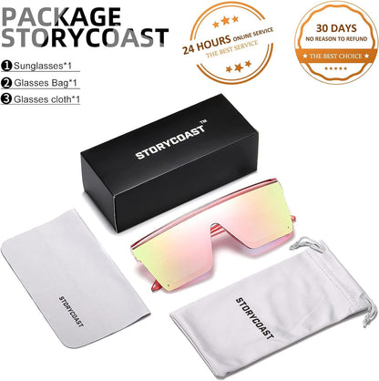 Oversized Square Sunglasses for Women Men Fashion Siamese Lens Style Flat Top Shield Shades