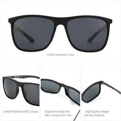 Square Polarized Sunglasses for Men Ultralight Carbon Fiber Sun Glasses Driving Fishing Golf Sports UV400 Protection