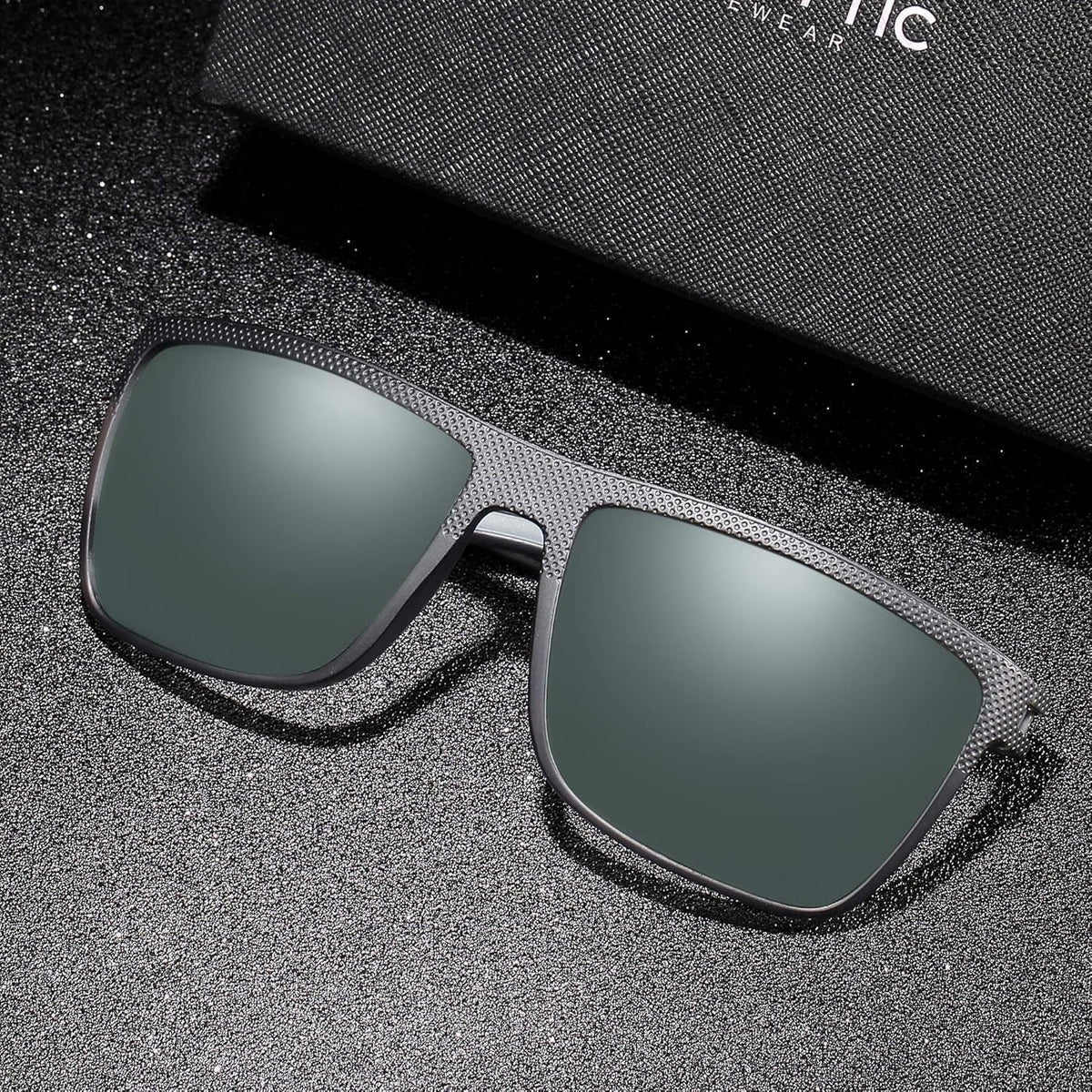 Polarized Sunglasses for Men Lightweight TR90 Frame UV400 Protection Square Sun Glasses