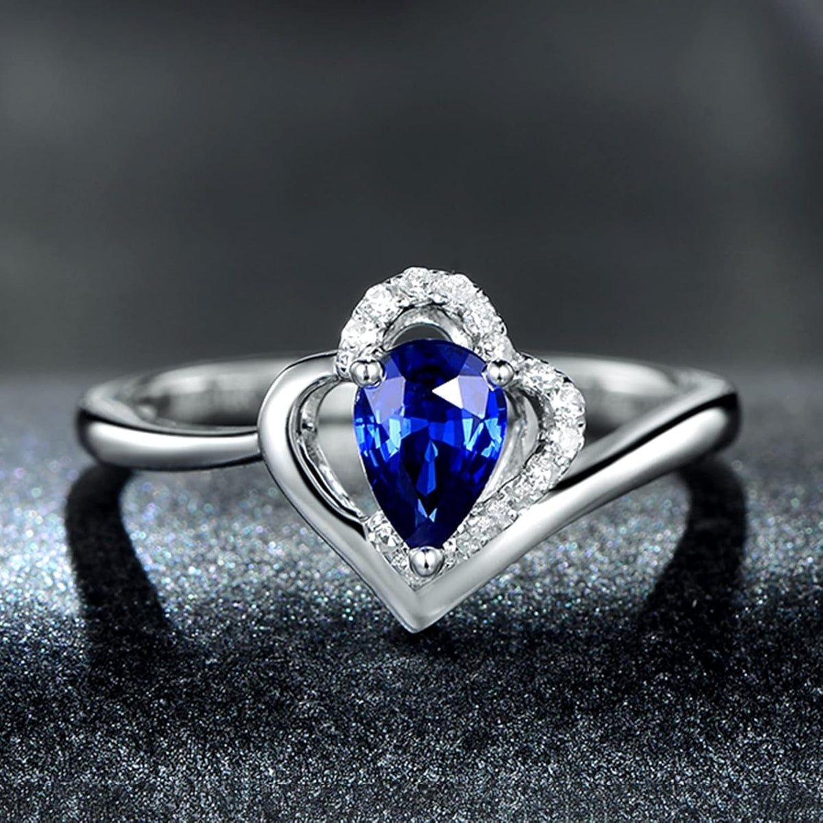 10K/14K/18K Gold Created Sapphire Teardrop Pear Cut Engagement Rings for Women Jewelry Gifts for Her