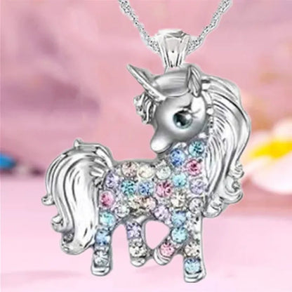 Exquisite Fashion Personality Women's Unicorn Jewelry Accessories  Necklace Zircon Necklace Couple Jewelry Accessories Lovely and Elegant Unicorn Animal Pendant Birthday Wedding Valentine's Day Anniversary Gift