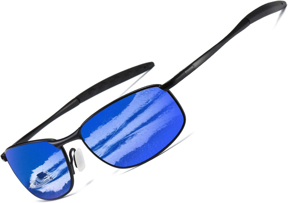 Polarized Sunglasses For Men Rectangle Metal Frame Retro Sun Glasses AE0395