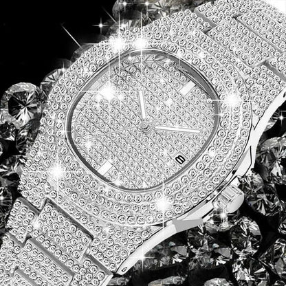 Fashion Gold / Silver Plated Solid Stainless Steel Iced Out Diamond Bracelet Thick Miami Cuban Link Chain Necklace Hip Hop Jewelry