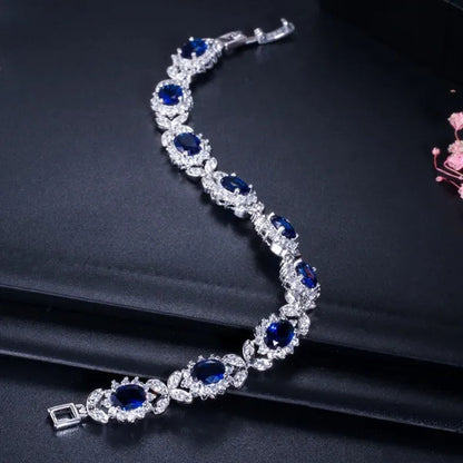 CANDICE 2023 New Summer Design Sterling Silver Plated Blue Crystal Bracelets For Women Fashion Jewelry