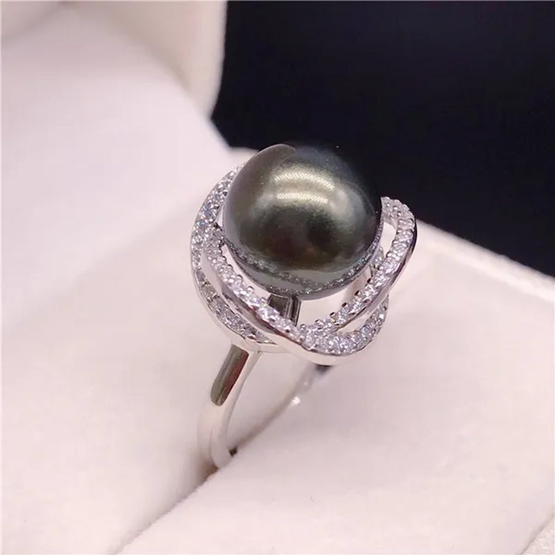 925 sterling silver with diamonds natural south sea gold pearl pearl powder ring pearl ring finger ring for girlfriend to send mother