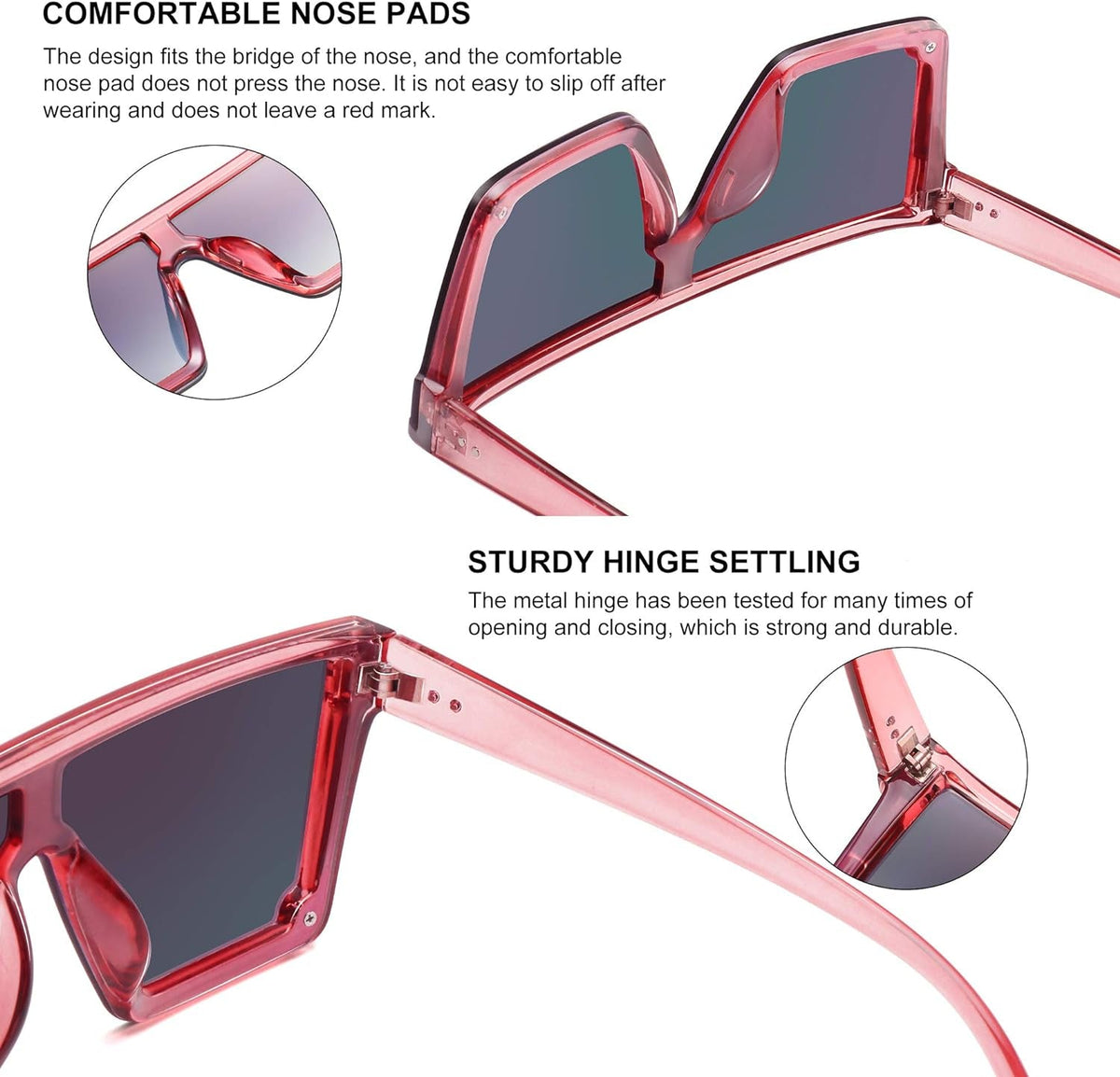 Oversized Square Sunglasses for Women Men Fashion Siamese Lens Style Flat Top Shield Shades