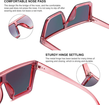 Oversized Square Sunglasses for Women Men Fashion Siamese Lens Style Flat Top Shield Shades