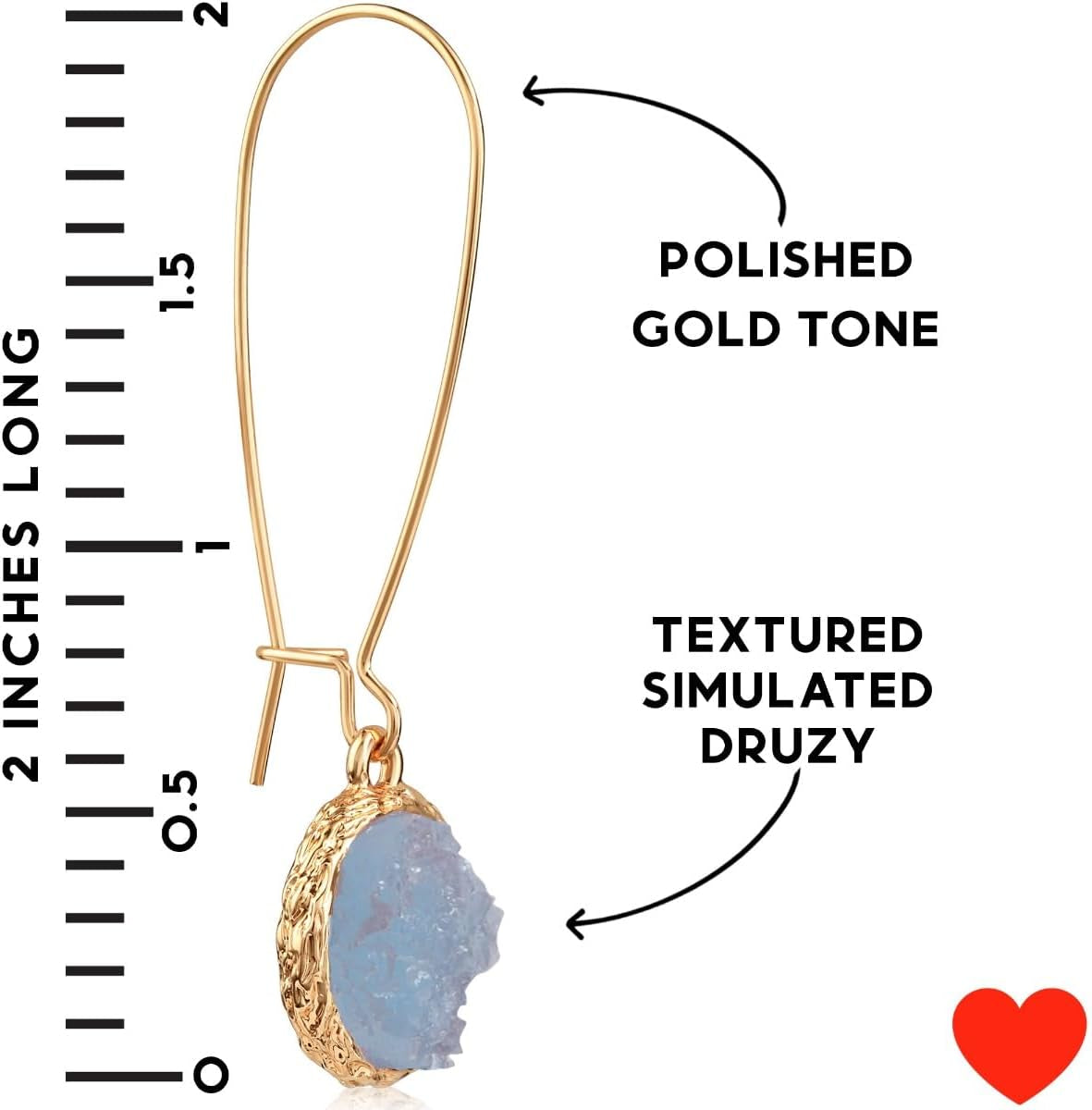 Humble Chic Simulated Druzy Threader Drop Earrings for Women - Gold, Silver, or Rose Gold Tone Trendy Boho Dangles with Sparkly Round Stone
