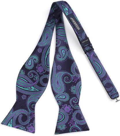 Bow Ties for Men Floral Bowties Mens Self Tie Bow Tie Handkerchief Jacquard Woven Bowtie Pocket Square Set