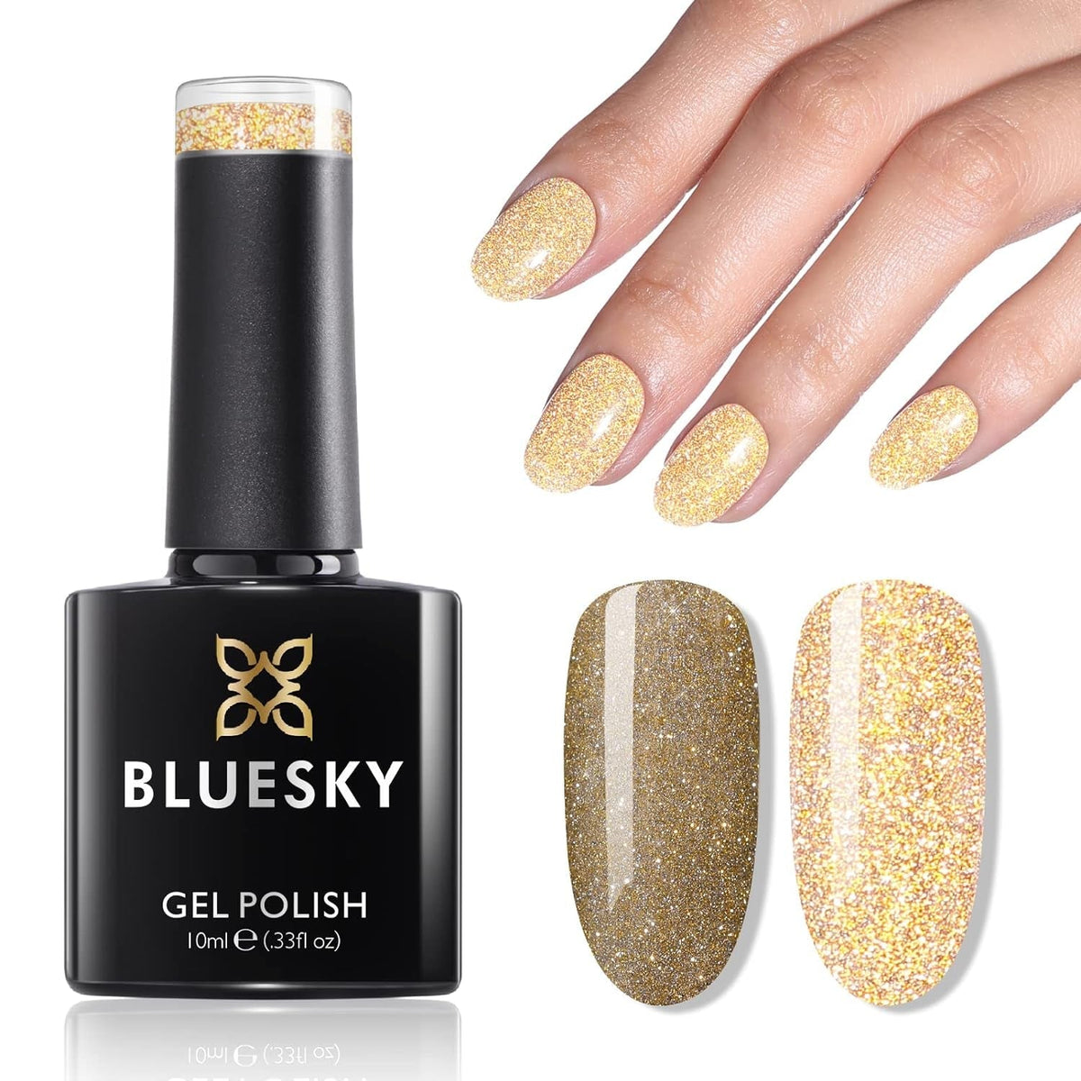 Reflective Gel Polish - Glitter Gel Nail Polish with Diamond Cat Eye Gel Royal Flash,Sparkle Chick Collection,UV LED Soak Off Home DIY Manicure Nail Salon Varnish,It's Brillant