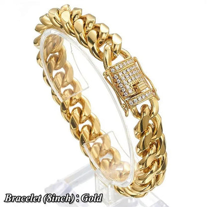 925 Silver Plated Chunky Necklace High Polished Stainless Steel Miami Curb Cuban Link Chain for Men 8/20/22/24/28/35 Inch (Quantity: 1Pcs)
