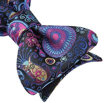 Bow Ties for Men Floral Bowties Mens Self Tie Bow Tie Handkerchief Jacquard Woven Bowtie Pocket Square Set