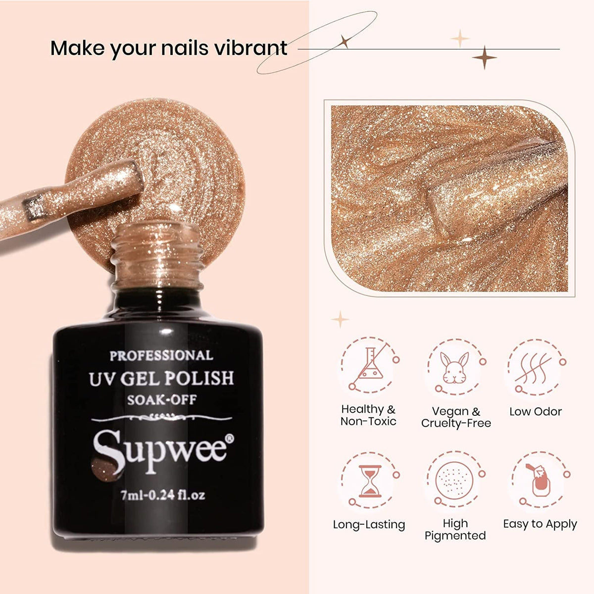 Magnetic Cat Eye Gel Nail Polish Set, 12 Colors 9D Cateye Nail Gel Polish Holographic Glitter Magnetic Gel Polish Soak Off Lamp Gel Nail Art Manicure Kit