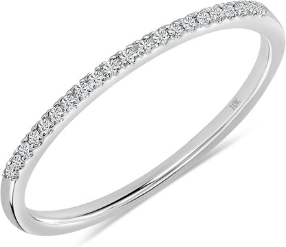 0.08 Cttw round White Diamond Minimalist Stackable Wedding Band for Women in 10K Solid Gold