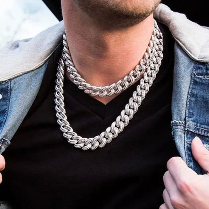 Mens Womens Gold Cuban Chain Necklaces or Bracelet Iced Out Cz Diamond Cuban Link Chain Necklace Stainless Steel