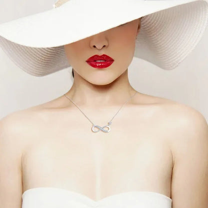 925 Sterling Silver Necklace –“Forever Love” Infinity Heart Love Pendant White Gold Plated Diamond Women Necklace Gift for for Women Girls Valentine's Day Mother's Day