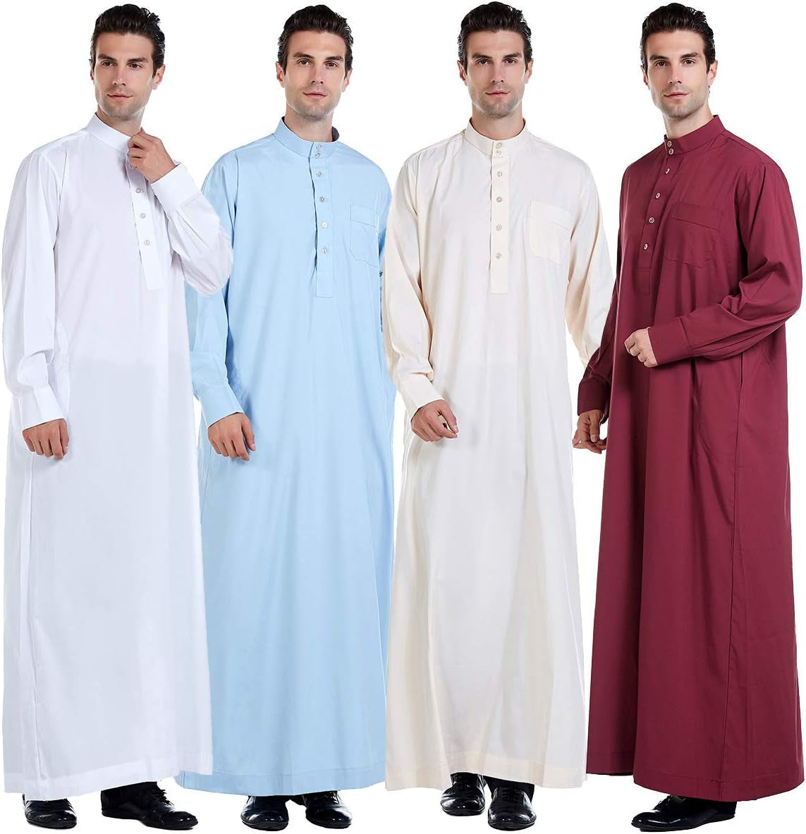 Men'S Muslim Clothes Durable Kaftan Robe Dubai Long Gown Ethnic Clothes,1Pc Soft Robe