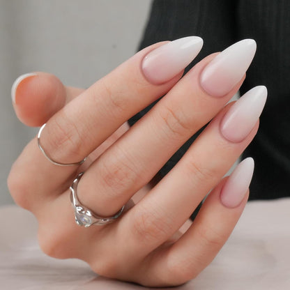 White Press on Nails Short,  Square Solid Color Fake Nails with Glue, Reusable & Natural Acrylic False Nails Stick on Nails for Women Girls Gift, Gel Nail Kit, 24pcs