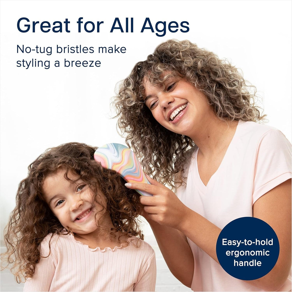 Glide Thru Detangling Brush for Adults and Kids - Detangler Hair Brush for Curly or Straight, Wet or Dry Hair - Gentle on Tangles Hairbrush and Comb - 7.5 X 3-Inch, Soft Hazy Swirl
