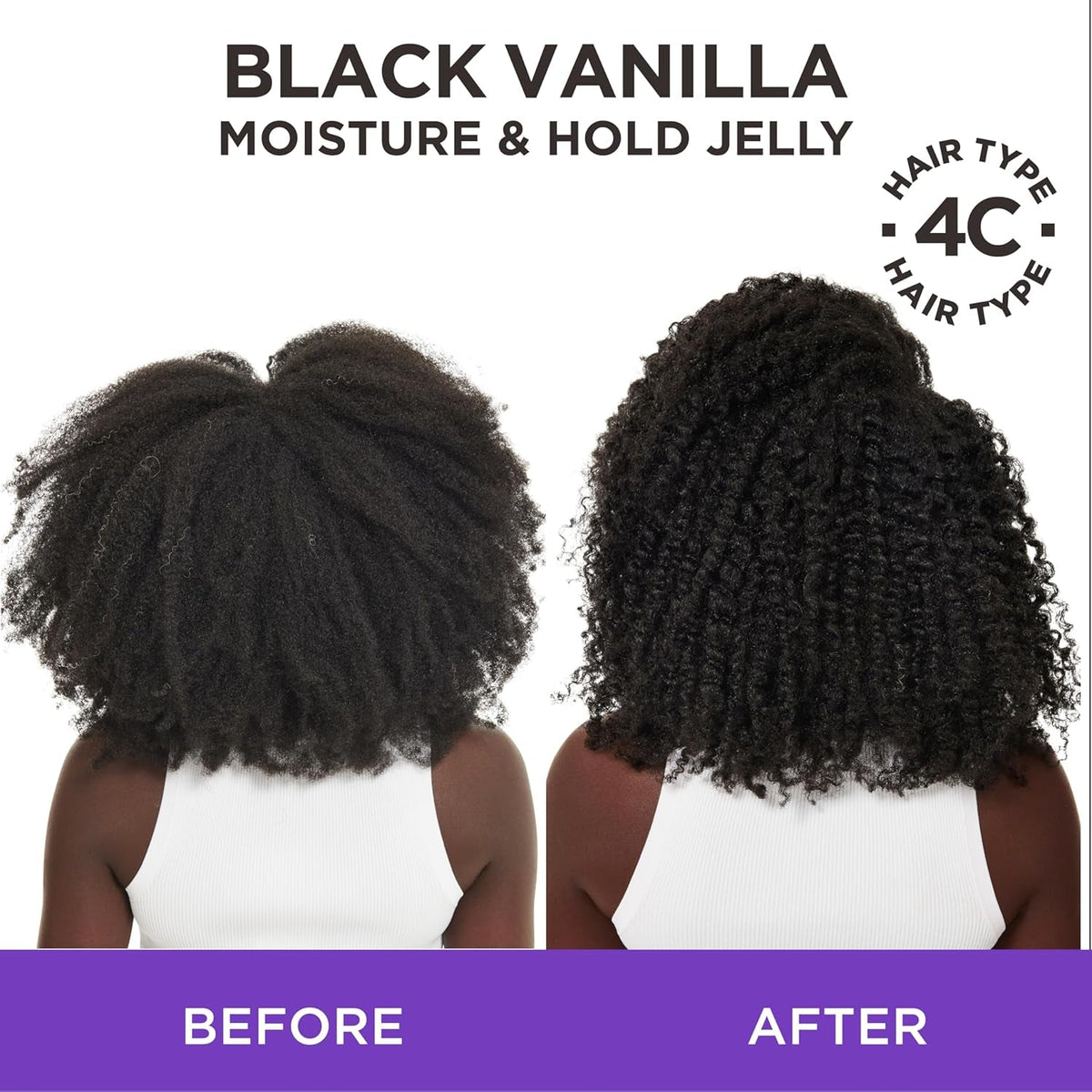 Black Vanilla Moisture and Hold Jelly, Hair Gel for Dry Hair with Shea Butter, Jojoba and Vanilla, 12 Fl Oz