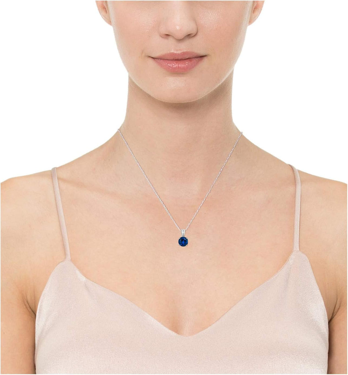 Sterling Silver round Cut Birthstone Pendant Necklace 18" (Previously Amazon Collection)