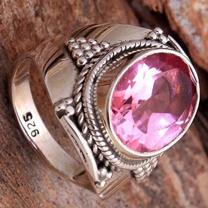 Exquisite Women Ladies Pink Sapphire Eternity Ring Anniversary Gift Engagement Bridal Wedding Jewelry Rings Size 4-12