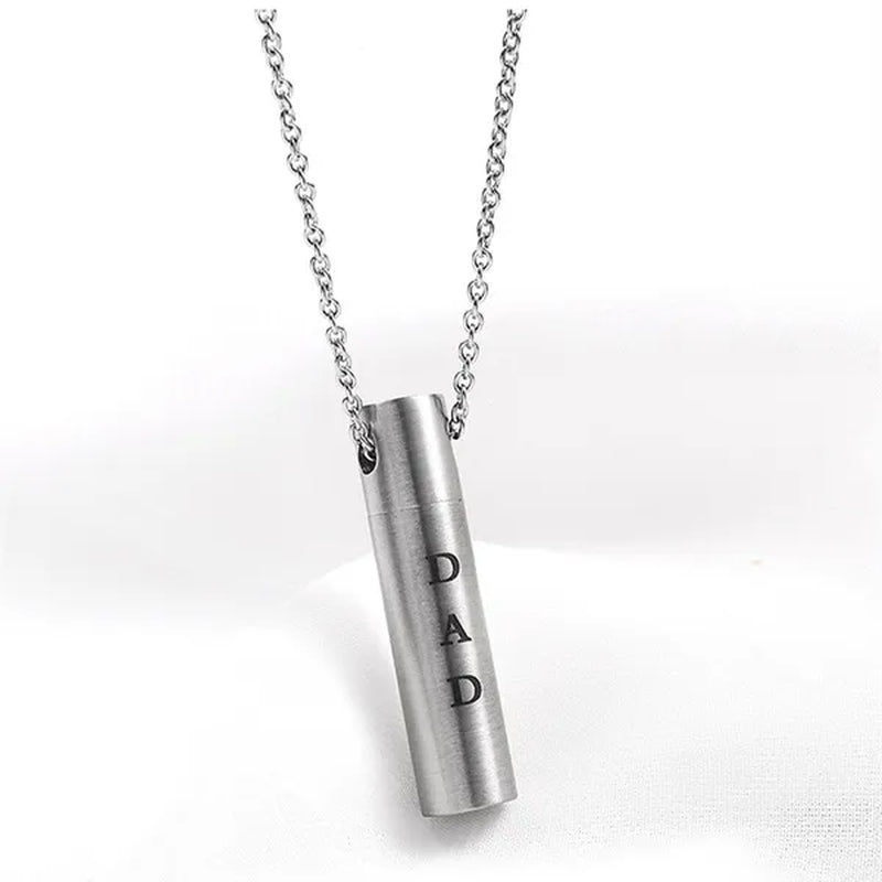 Mom Dad Stainless Steel Urn Necklaces for Women Men Cremation Pendant Necklace for Memorial Ashes Jewelry Silver