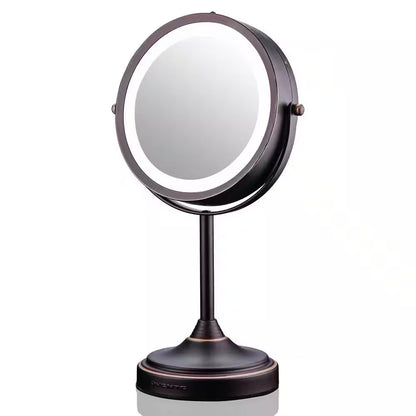 5.3 In. X 12.8 In. Tabletop Makeup Mirror in Antique Bronze