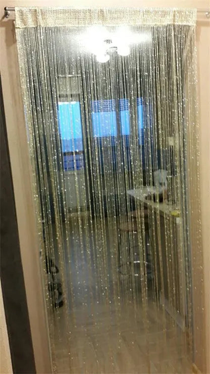 Fashion 200cm*100cm String Sparkle Curtains Fly Screen Fringe Tassel Curtain Room Divider Door Window Decor