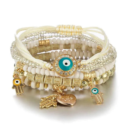 Hand Decoration European and American Handmade Beading Fashion Eyes Rice Bead Temperament Multi-layer Bracelet