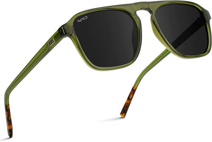 Polarized Aviator One-Bridge Modern Square Mens Sunglasses