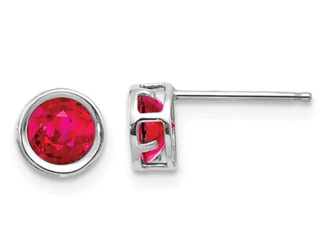 Natural Ruby 1.40 Carat (ctw) Stud Earrings 5mm in 14K White Gold
