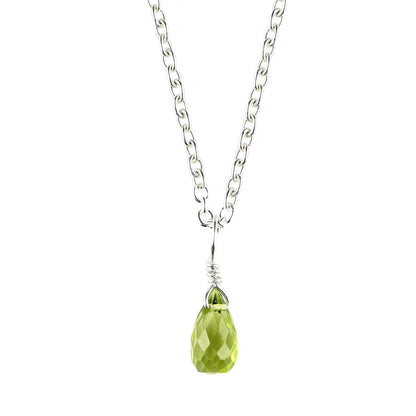 Peridot Teardrop Pendant Necklace 925 Sterling Silver Women Gemstone Dainty Jewelry for Teens Girls  August Birthstone Crystal Christmas Thanksgiving Gift