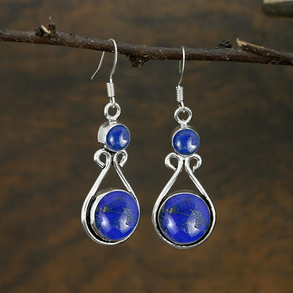 12Cts round Shape Natural Semi Precious Gemstones Earrings for Women, Handmade Bohemian Dangle Earrings Jewelry Women'S Day Gifts for Mom Wife