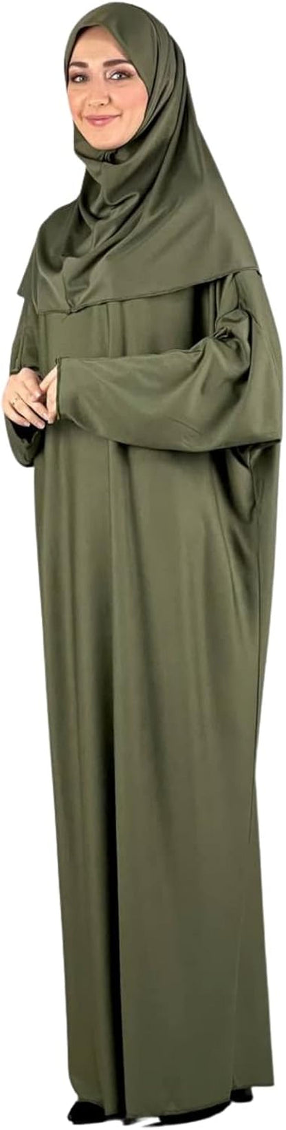 Women Prayer Clothes with Hijab Muslim Outfits Long Robe Abaya Turkish Islamic Dresses Dubai Kaftan with Rosary