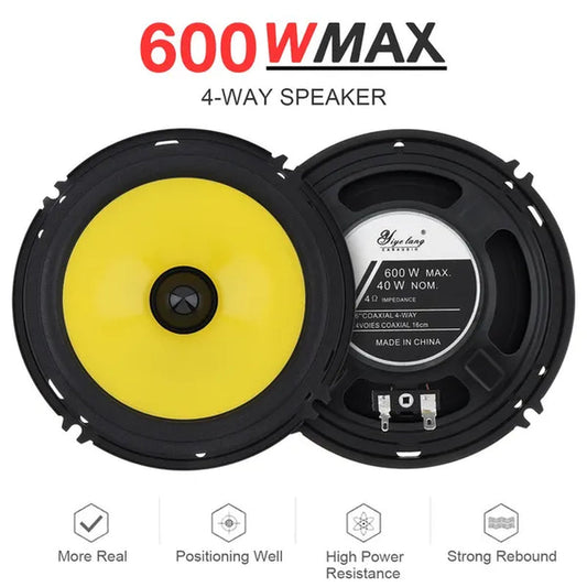 2Pcs 6 Inch 600W Full Range Frequency Car Audio Speaker Heavy Mid-Bass Modified Speaker Non-Destructive Installation
