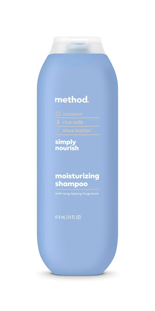 Moisturizing Shampoo, Simply Nourish with Shea Butter, Coconut, and Rice Milk Scent Notes, Paraben and Sulfate Free, 14 Oz (Pack of 1)