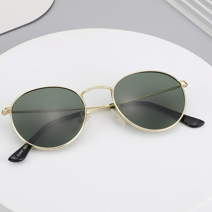 Small Round Metal Polarized Sunglasses for Women Retro Designer Style