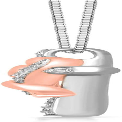 14K Rose Gold over Sterling Silver 1/4 Cttw Natural White round Diamond Heart with Cross Pendant Necklace, 18" Box Chain