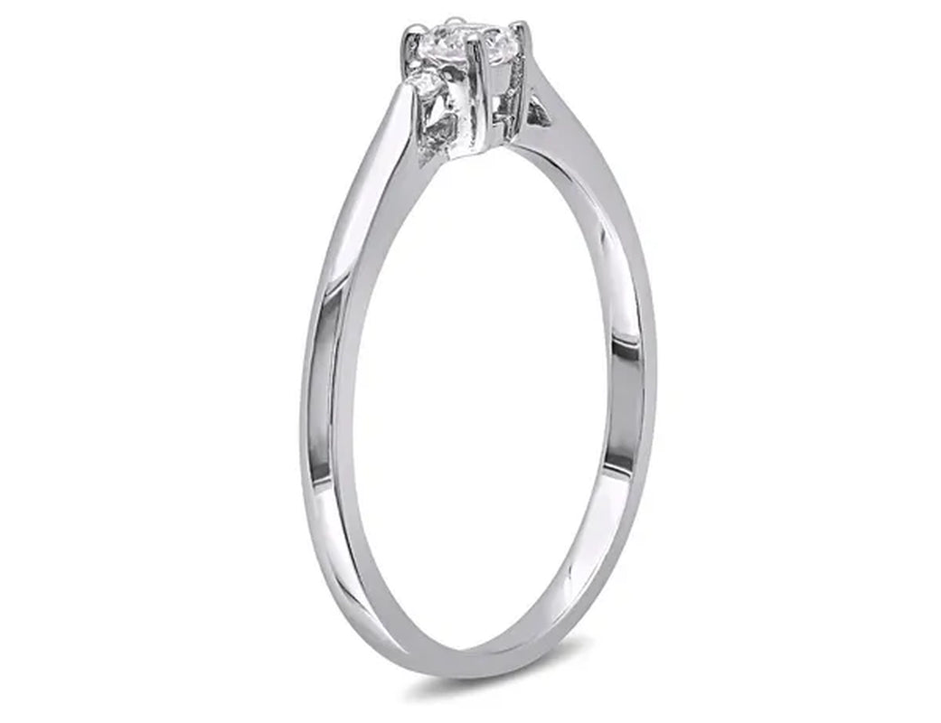 Created White Sapphire 1/4 Carat (ctw) Ring with Diamonds in Sterling Silver