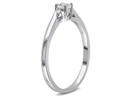 Created White Sapphire 1/4 Carat (ctw) Ring with Diamonds in Sterling Silver