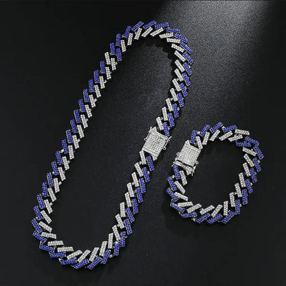 Fashion Men Necklace Diamond Necklace Bracelet Miami Cuban Link Chain Necklace Punk Jewelry Size: 8-30 Inch