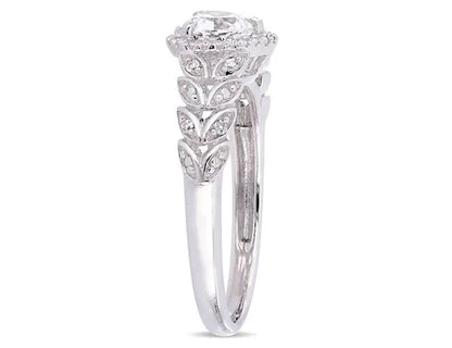 1/2 Carat (ctw) Lab-Created White Sapphire Heart Promise Ring in 10K White Gold with Diamonds