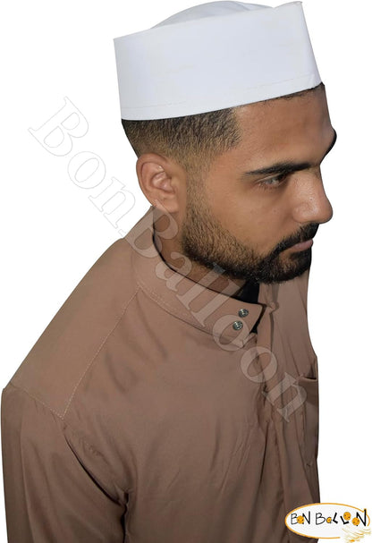1 Pcs Kufi Koofi Kofi Topi Imam Cap Hat ian Plain White Prayer Muslim Islamic Mens Top Simple Stitch Design Fabric Skull Religious Ceremony Men Headwear Worship Soft Comfortable
