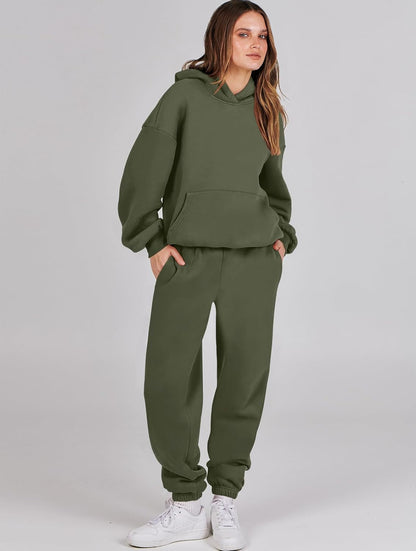 Womens 2 Piece Outfits Lounge Hoodie Oversized Sweatshirt Jogger Sweatpants Y2K Tracksuit Sweatsuit Set Fall Clothes